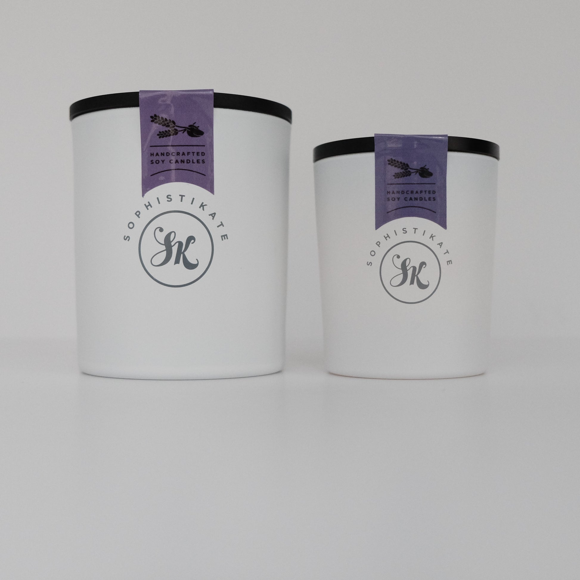 Large and Small Black Amber & Lavender Soy Candle - SophistiKate Australia