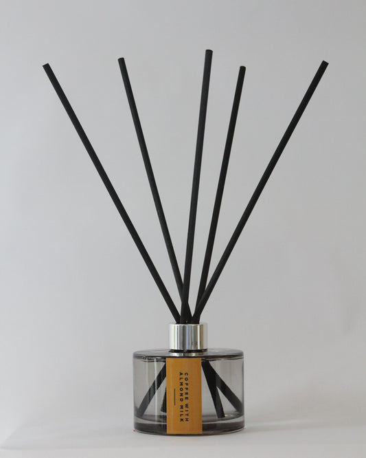Fibre Stick SophistiKate Grey Jar Diffuser scented  Coffee with Almond Milk Fragrance