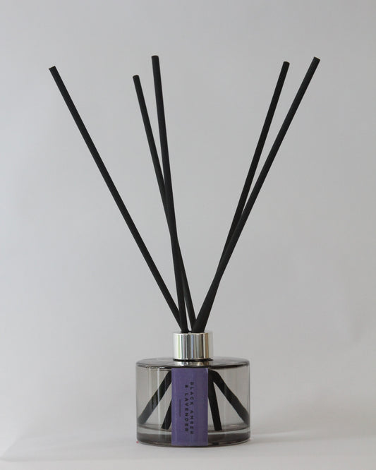 Fibre Stick SophistiKate Grey Jar Diffuser with Lavender and Black Amber Fragrance